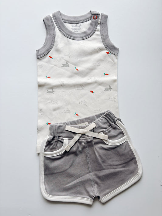 Bunnies easter organic cotton tank and shorts set
