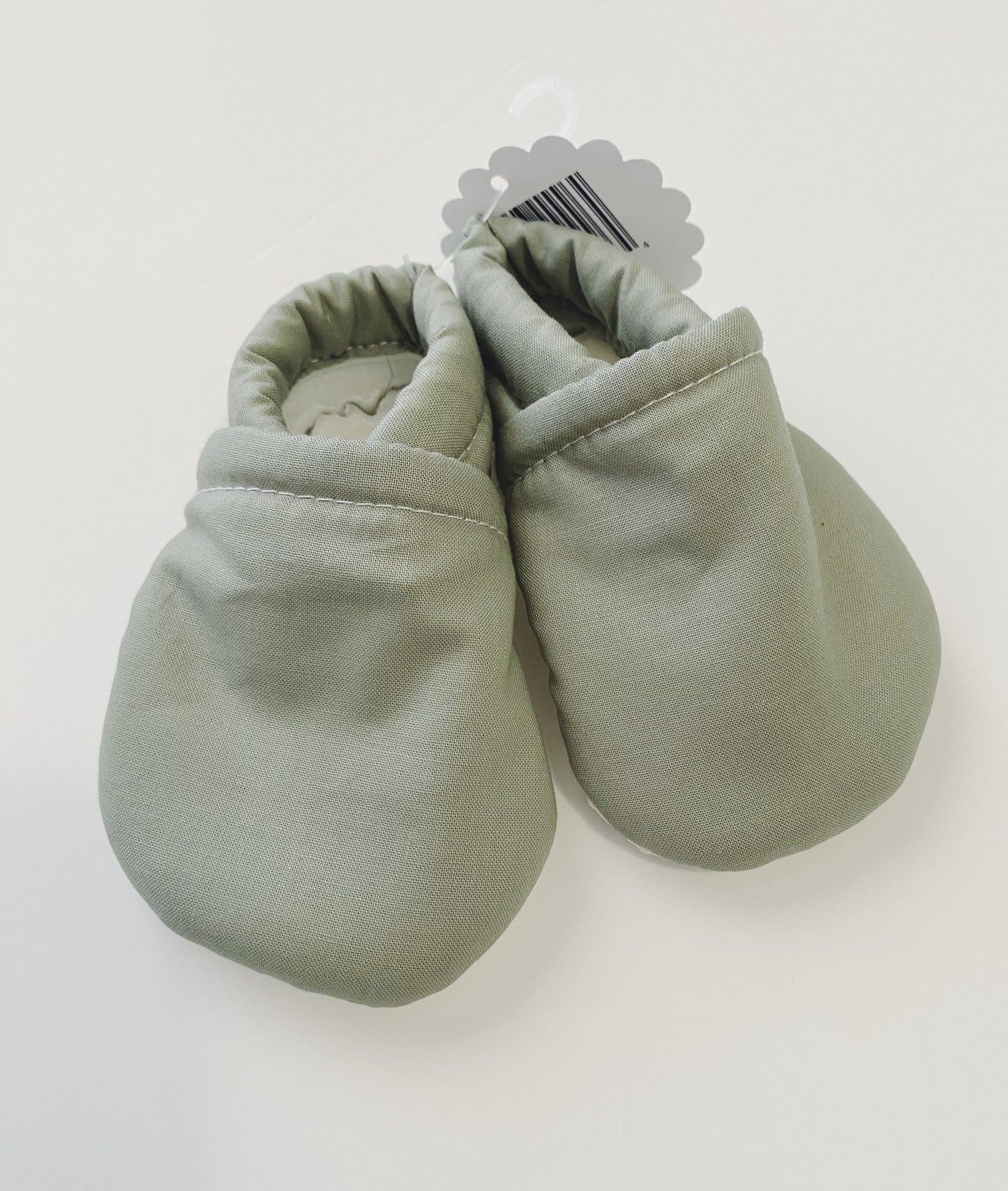 handmade soft baby shoes sage